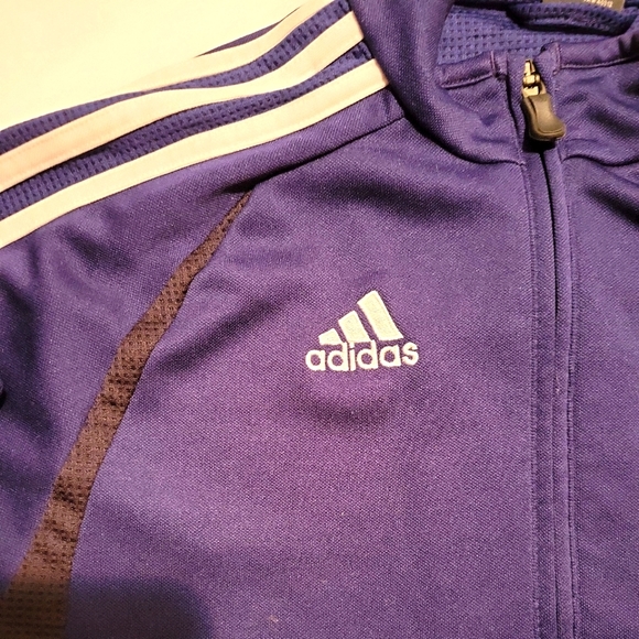 Navy Blue Adidas Track Jacket Women’s Size M full Zip Up. Wind breaker - Picture 4 of 9